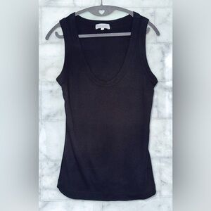 Michael Stars Black Scoop Neck Tank Top Size M Made in USA Stretch NWOT